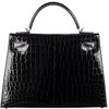 Hermès Kelly Sellier 32 Black Shiny Crocodile Niloticus PHW