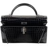 Hermès Kelly Sellier 32 Black Shiny Crocodile Niloticus PHW