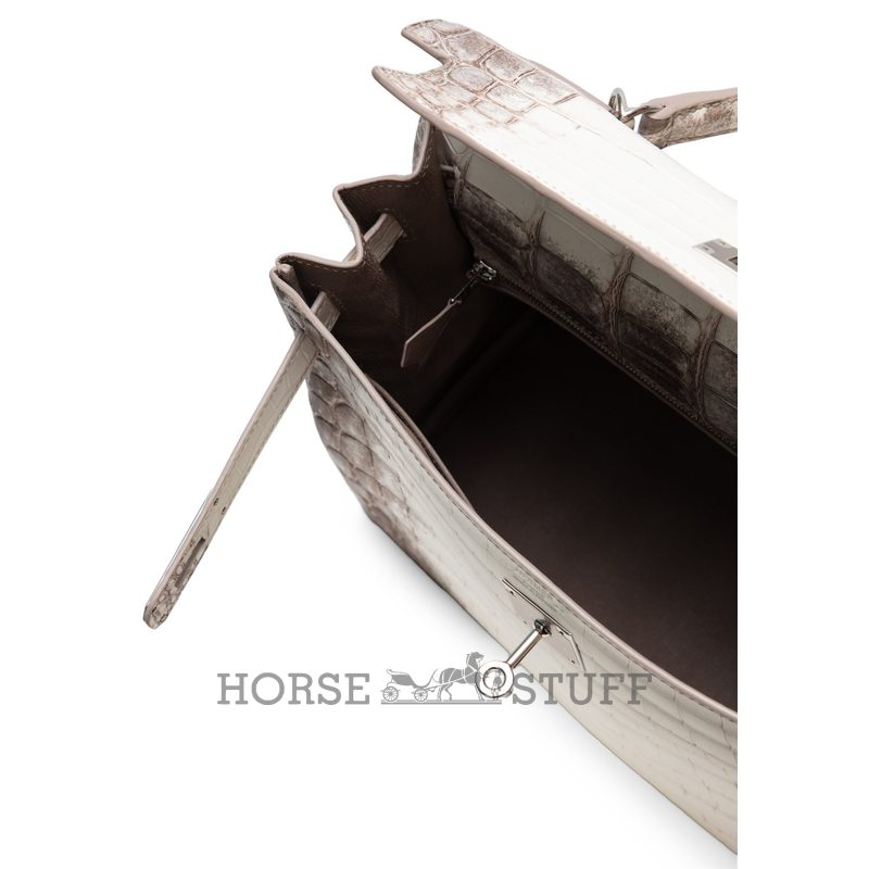 Hermes Kelly Retourne 32 Blanc Himalayan Crocodile Niloticus PHW