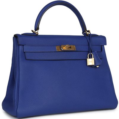 Hermes Kelly Retourne 32 Blue Electrique Togo GHW 