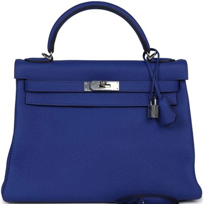 Hermes Kelly Retourne 32 Blue Electrique Togo PHW 