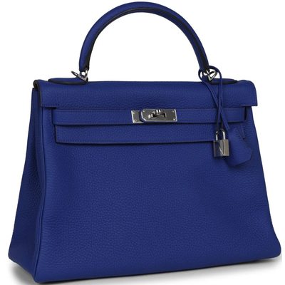 Hermes Kelly Retourne 32 Blue Electrique Togo PHW 