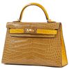 Hermès Kelly Sellier Mini II Special Order HSS Beige Sable / Jaune Ambre Lisse Crocodile Alligator GHW