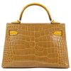 Hermès Kelly Sellier Mini II Special Order HSS Beige Sable / Jaune Ambre Lisse Crocodile Alligator GHW