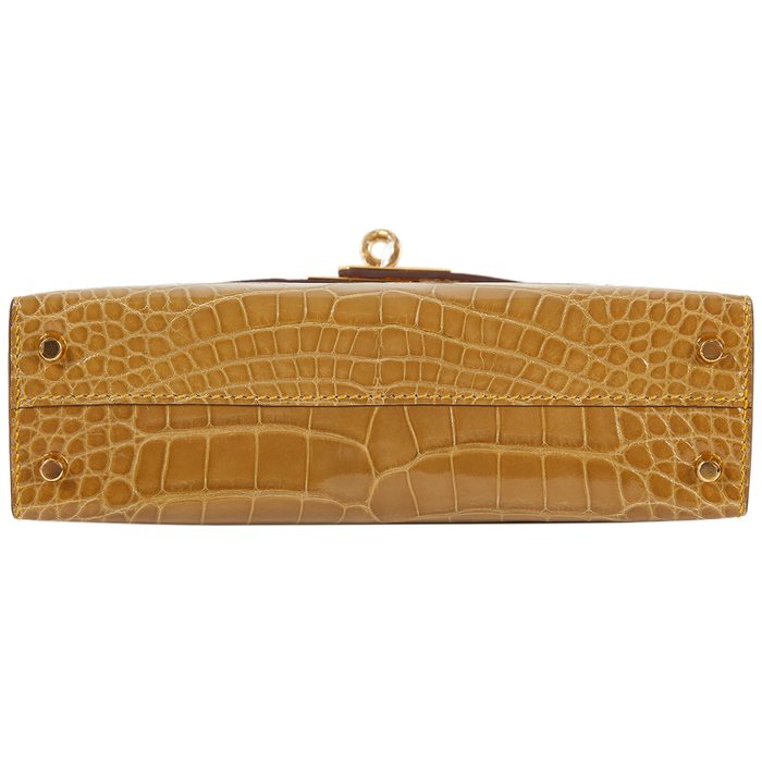 Hermes Kelly Sellier 25 Beige Sable & Jaune Ambre Alligator Crocodile –  MAISON de LUXE