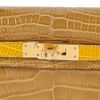 Hermès Kelly Sellier Mini II Special Order HSS Beige Sable / Jaune Ambre Lisse Crocodile Alligator GHW