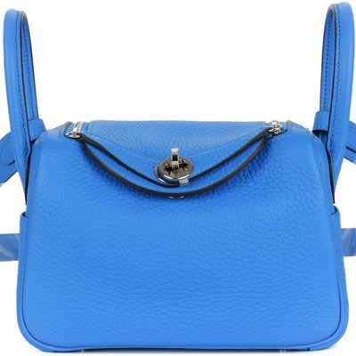 Hermès Lindy Mini Bleu Hydra Clemence PHW