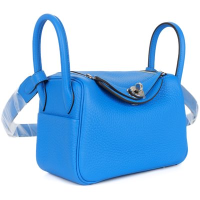 Hermès Lindy Mini Bleu Hydra Clemence PHW