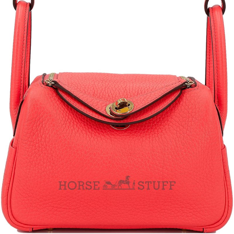 Hermès Lindy Mini Rose Texas Clemence GHW