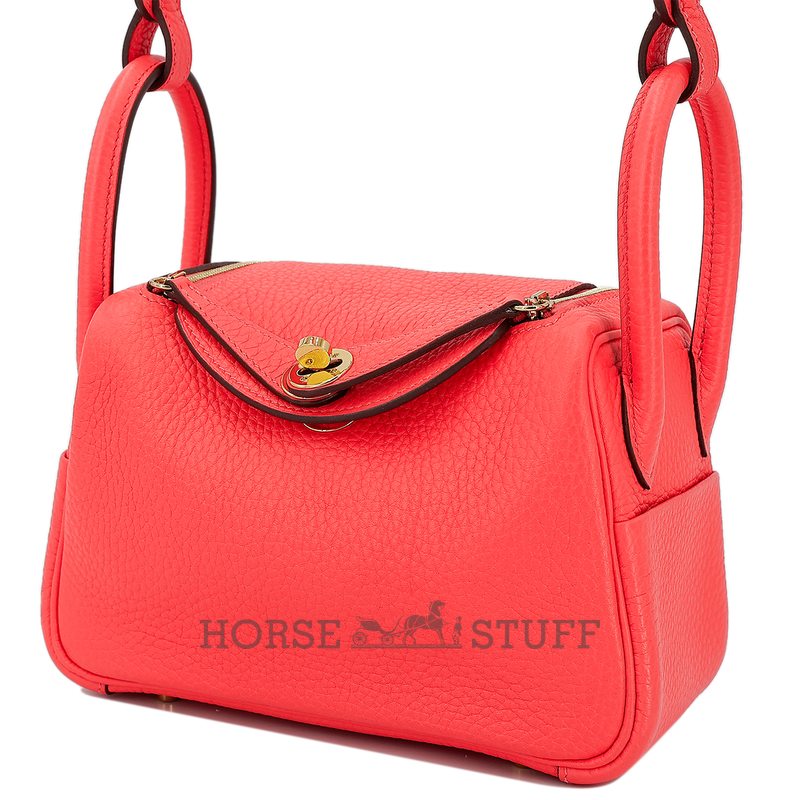 Hermès Lindy Mini Rose Texas Clemence GHW
