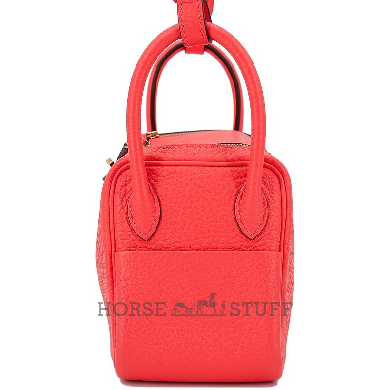 Hermès Lindy Mini Rose Texas Clemence GHW