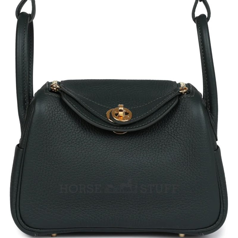 Hermès Lindy Mini Vert Fonce Clemence GHW