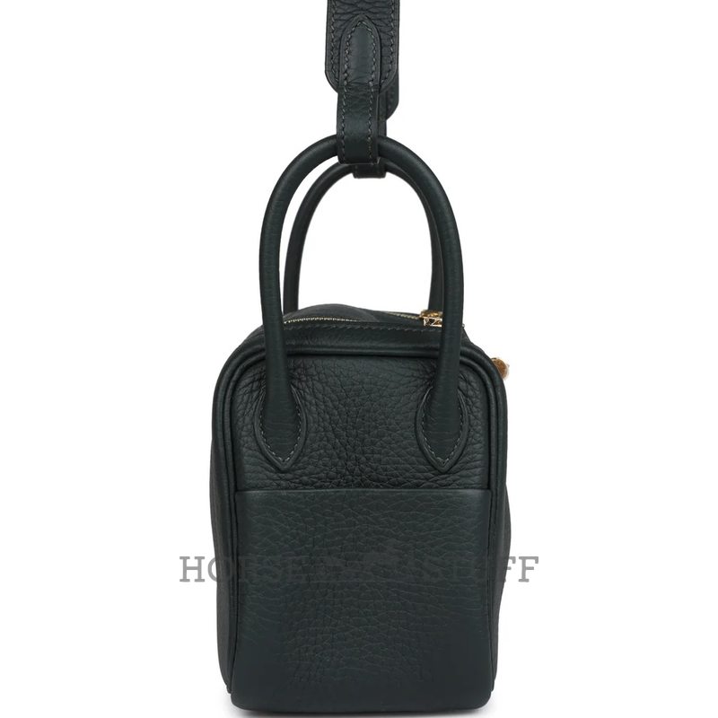 Hermès Lindy Mini Vert Fonce Clemence GHW