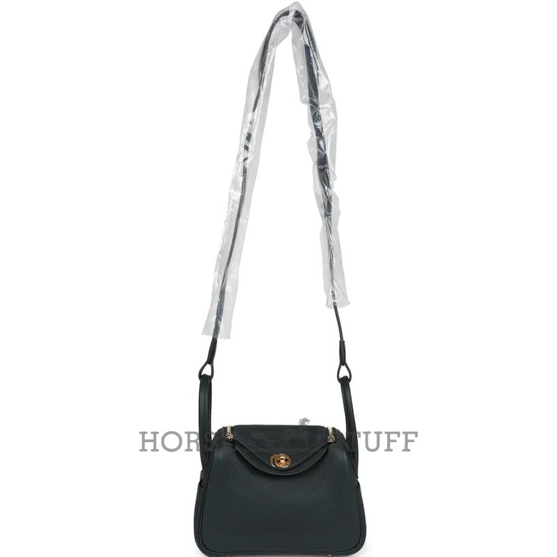 Hermès Lindy Mini Vert Fonce Clemence GHW