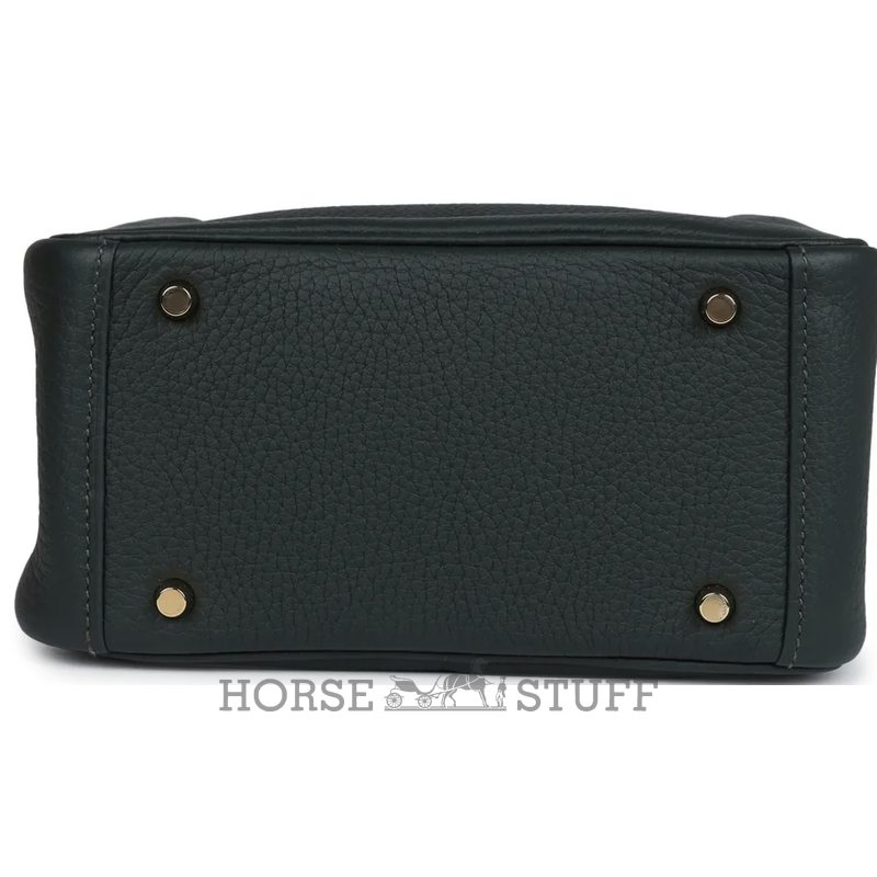 Hermès Lindy Mini Vert Fonce Clemence GHW