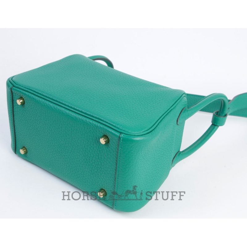 Hermès Lindy Mini Vert Vertigo Clemence GHW