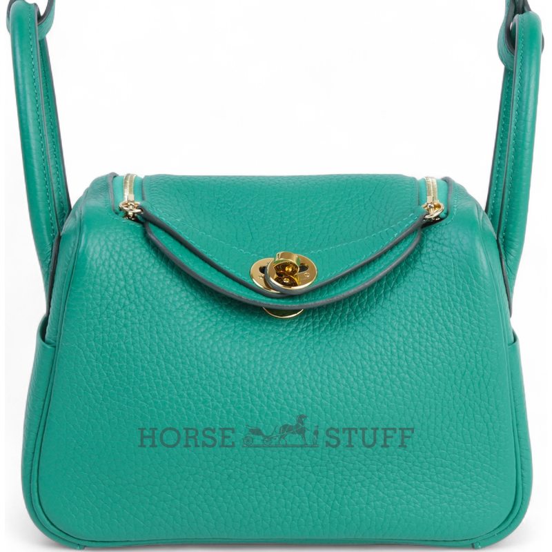 Hermès Lindy Mini Vert Vertigo Clemence GHW