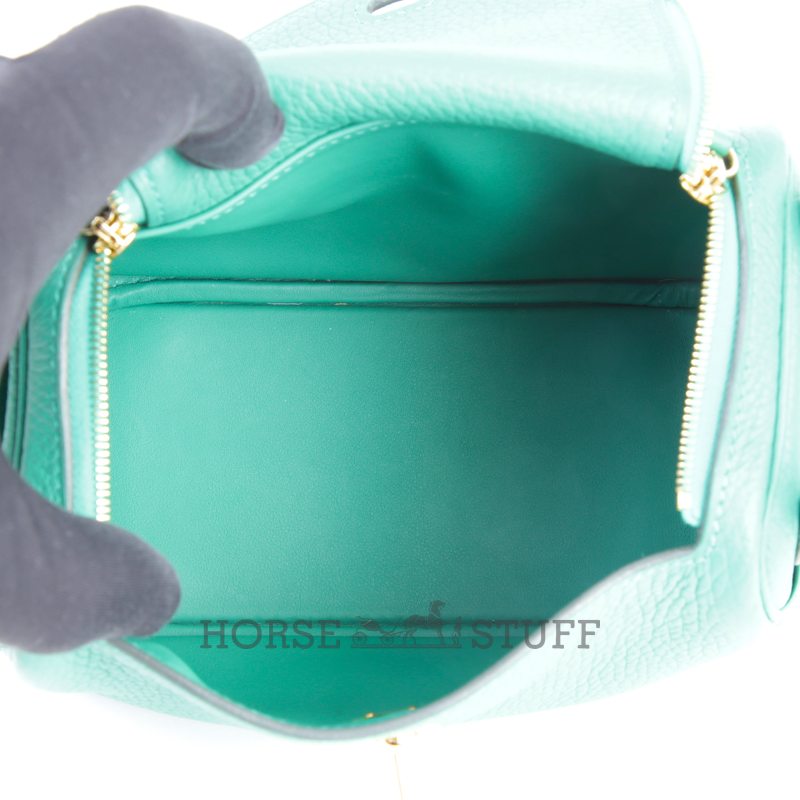 Hermès Lindy Mini Vert Vertigo Clemence GHW