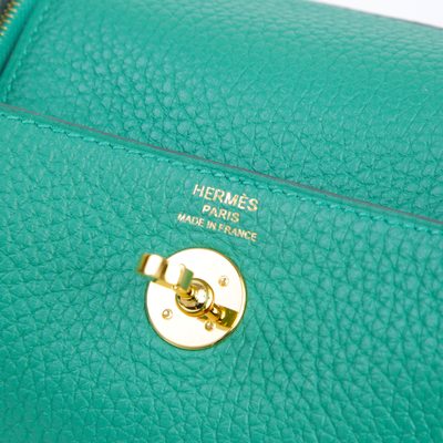 Hermès Lindy Mini Vert Vertigo Clemence GHW