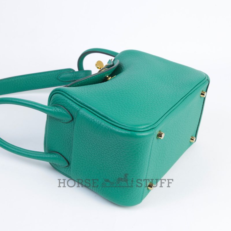 Hermès Lindy Mini Vert Vertigo Clemence GHW