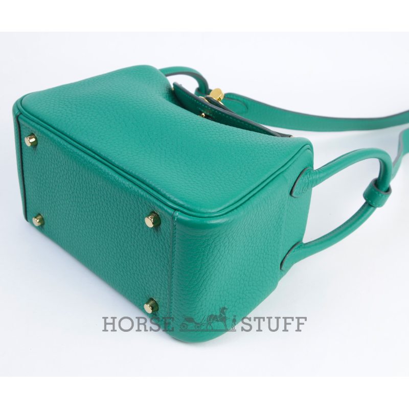 Hermès Lindy Mini Vert Vertigo Clemence GHW