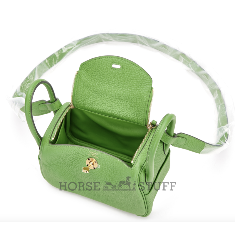 Hermès Lindy Mini Vert Yucca Clemence GHW