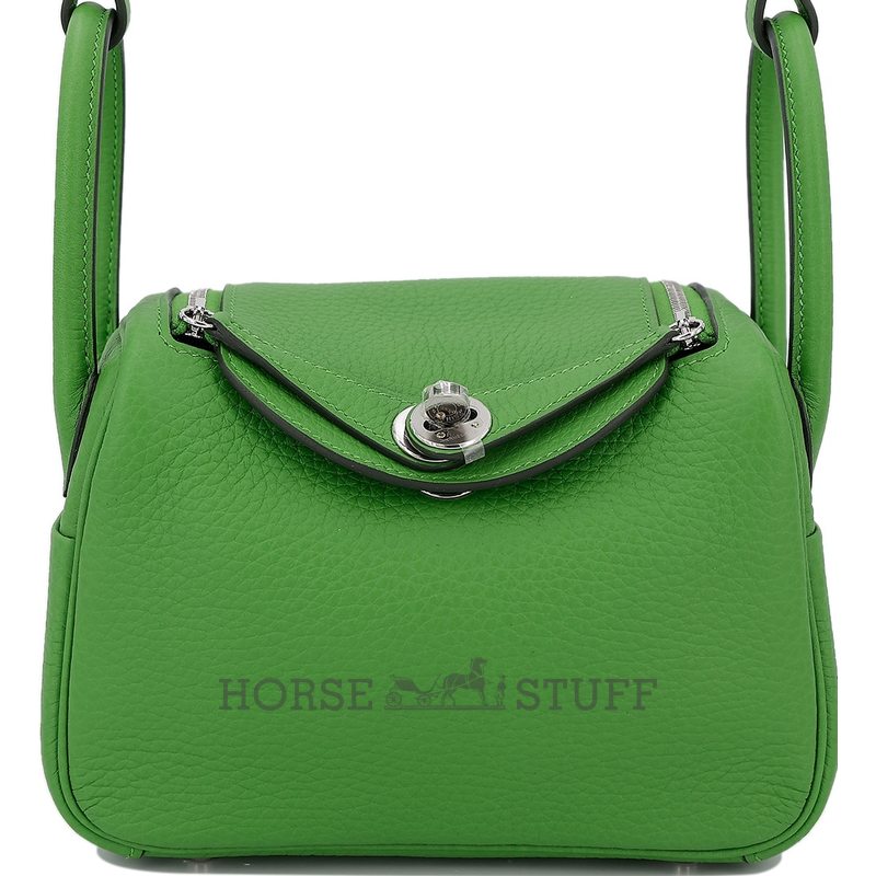 Hermès Lindy Mini Vert Yucca Clemence PHW