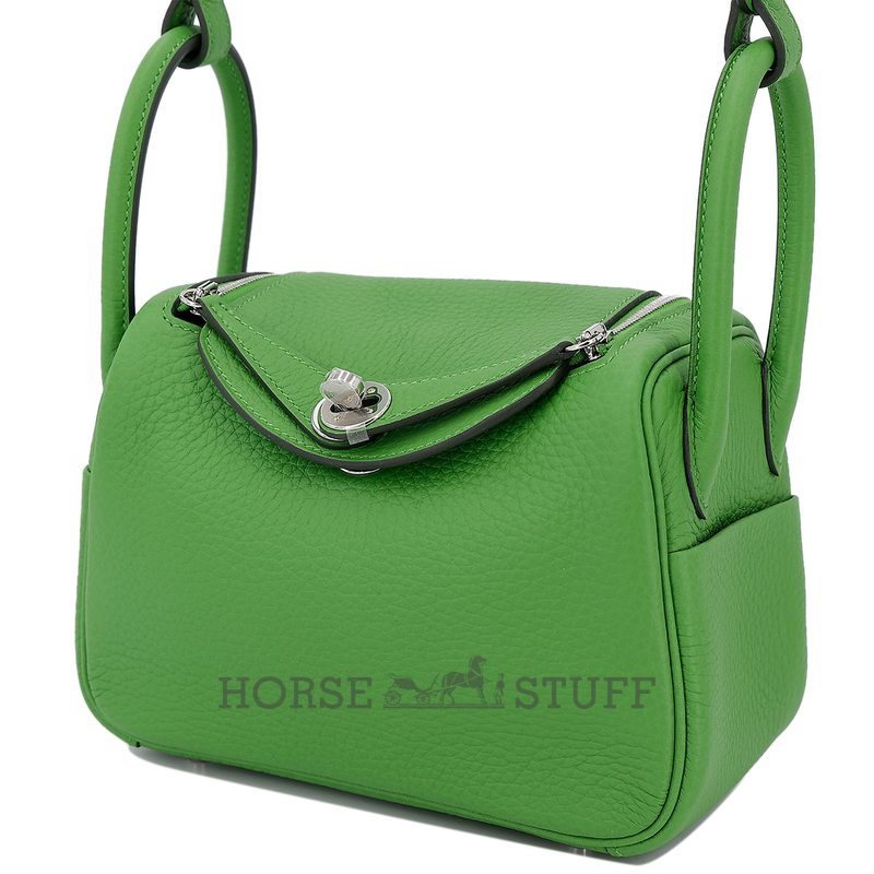 Hermès Lindy Mini Vert Yucca Clemence PHW