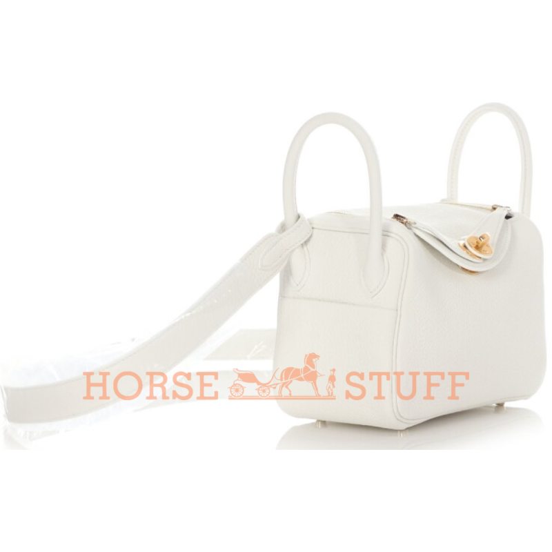 Hermès Lindy Mini White Clemence GHW