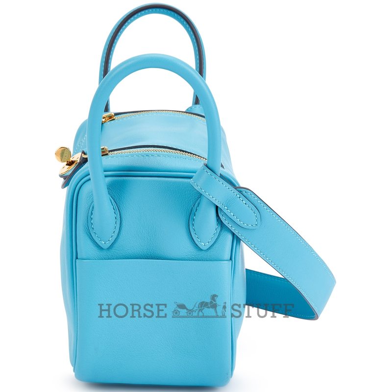 Hermès Lindy Mini Blue du Nord Swift GHW