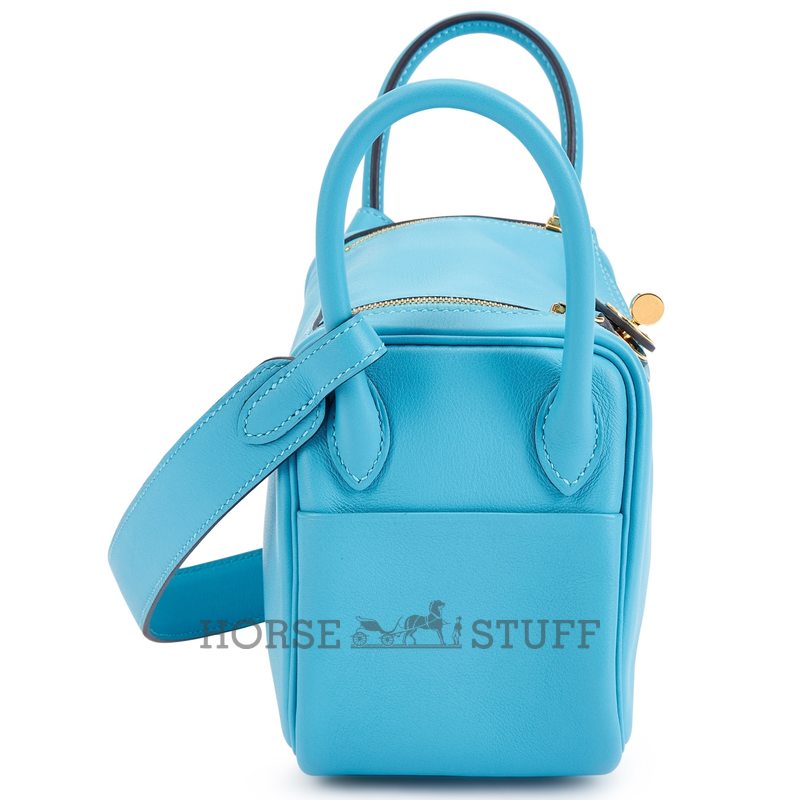 Hermès Lindy Mini Blue du Nord Swift GHW