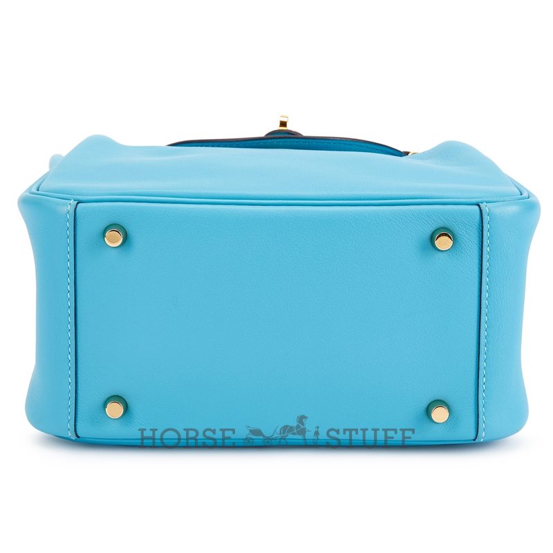 Hermès Lindy Mini Blue du Nord Swift GHW