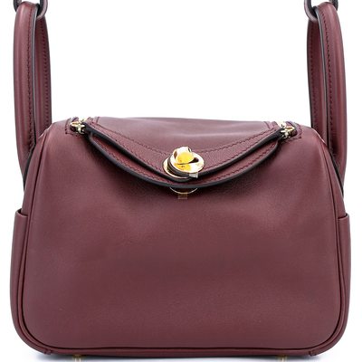 Hermès Lindy Mini Bordeaux Swift GHW