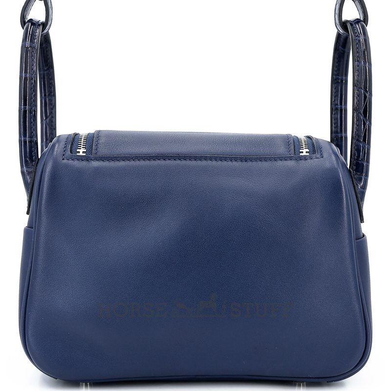 Hermès Lindy Mini Touch Blue Sapphire Swift / Matte Crocodile Alligator PHW