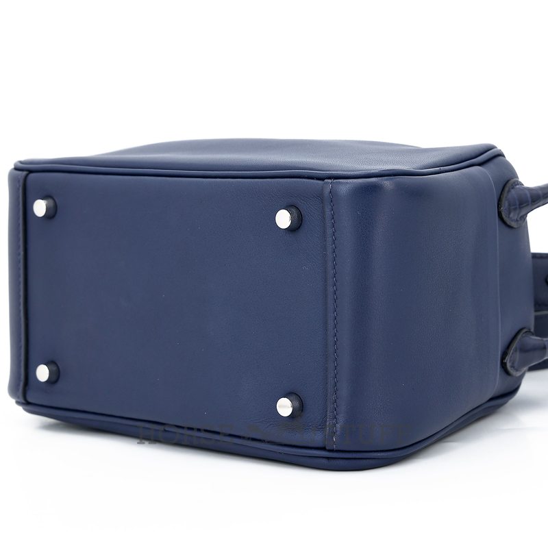 Hermès Lindy Mini Touch Blue Sapphire Swift / Matte Crocodile Alligator PHW