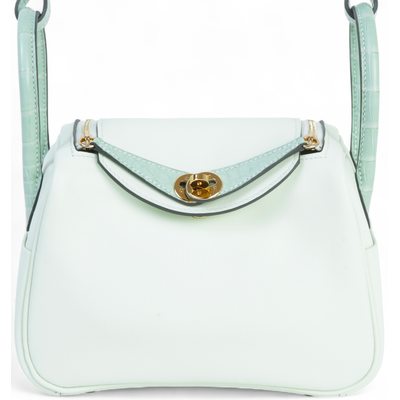 Hermès Lindy Mini Touch Vert Fizz Swift / Vert d'Eau Matte Crocodile Alligator GHW