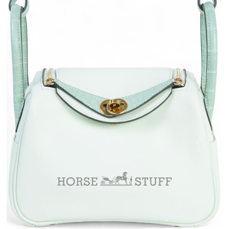 Hermès Lindy Mini Touch Vert Fizz Swift / Vert d'Eau Matte Crocodile Alligator GHW