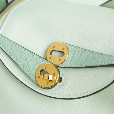 Hermès Lindy Mini Touch Vert Fizz Swift / Vert d'Eau Matte Crocodile Alligator GHW