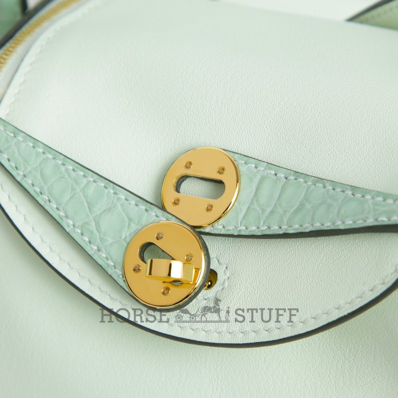 Hermès Lindy Mini Touch Vert Fizz Swift / Vert d'Eau Matte Crocodile Alligator GHW