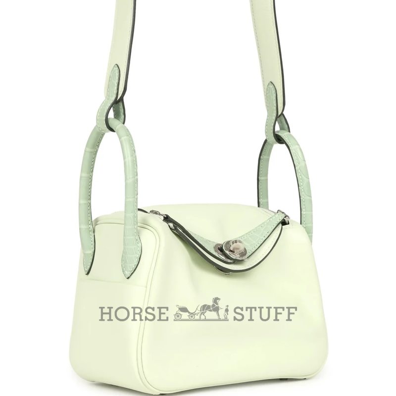 Hermès Lindy Mini Touch Vert Fizz Swift / Matte Crocodile Alligator PHW