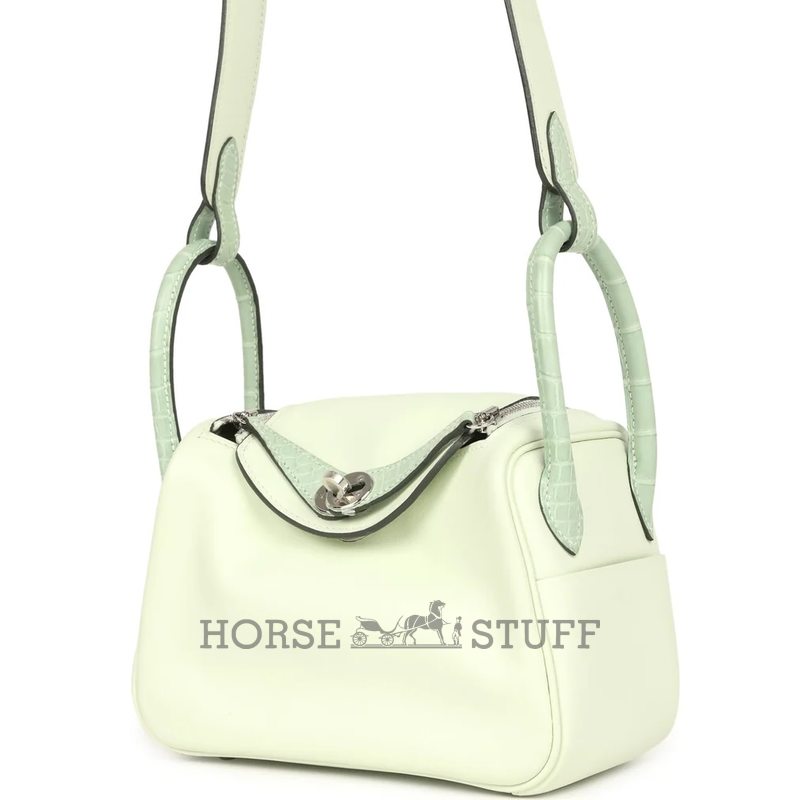 Hermès Lindy Mini Touch Vert Fizz Swift / Matte Crocodile Alligator PHW