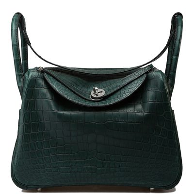 Hermès Lindy 30 Vert Titien Matte Crocodile Niloticus PHW