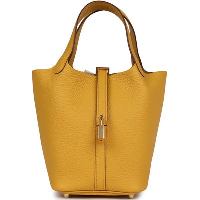Hermès Picotin Lock 18 Jaune Ambre Clemence GHW