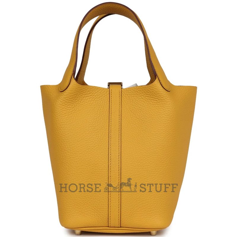 Hermès Picotin Lock 18 Jaune Ambre Clemence GHW