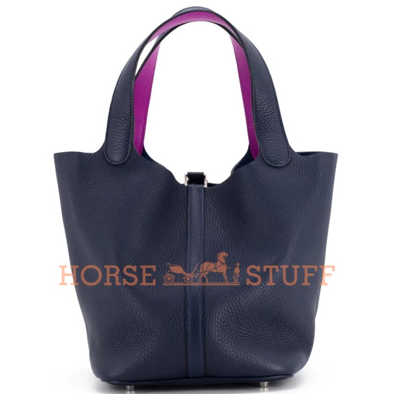 Hermès Picotin Lock 22 Eclat Blue Nuit / Rose Pourpre Clemence PHW