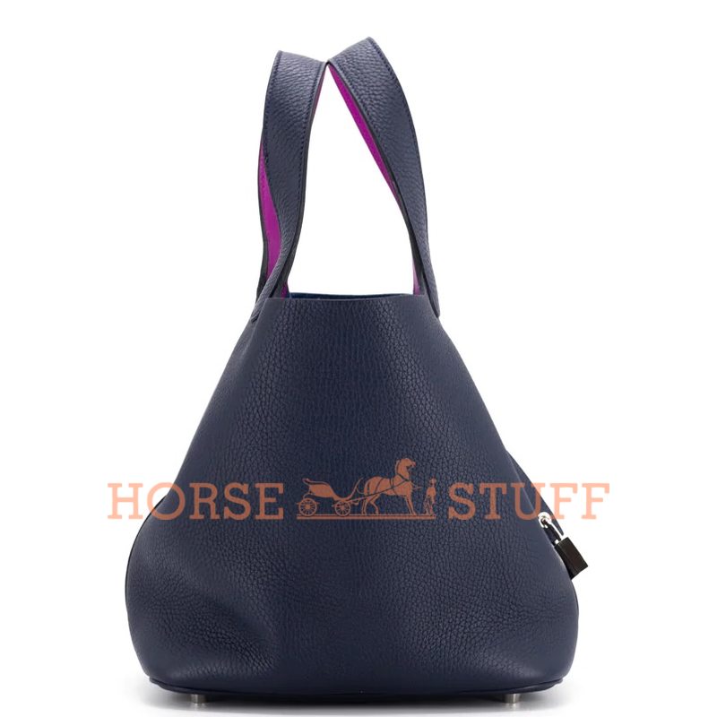 Hermès Picotin Lock 22 Eclat Blue Nuit / Rose Pourpre Clemence PHW