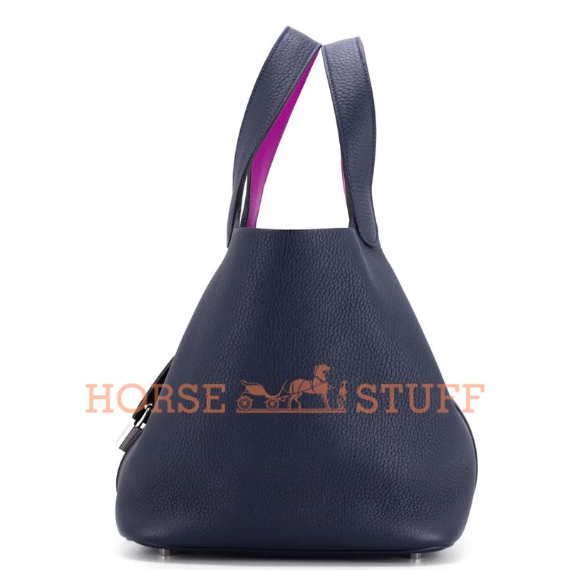 Hermès Picotin Lock 22 Eclat Blue Nuit / Rose Pourpre Clemence PHW