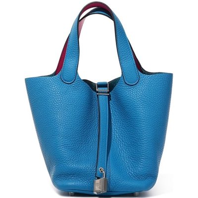 Hermès Picotin Lock 18 Eclat Blue de Nord / Rouge de Coeur Clemence PHW