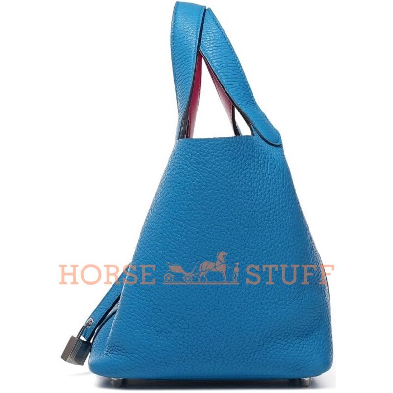 Hermès Picotin Lock 18 Eclat Blue de Nord / Rouge de Coeur Clemence PHW