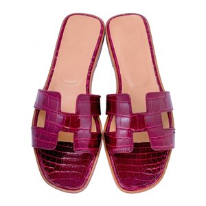 Сандалии Hermès Oran Bordeaux Alligator